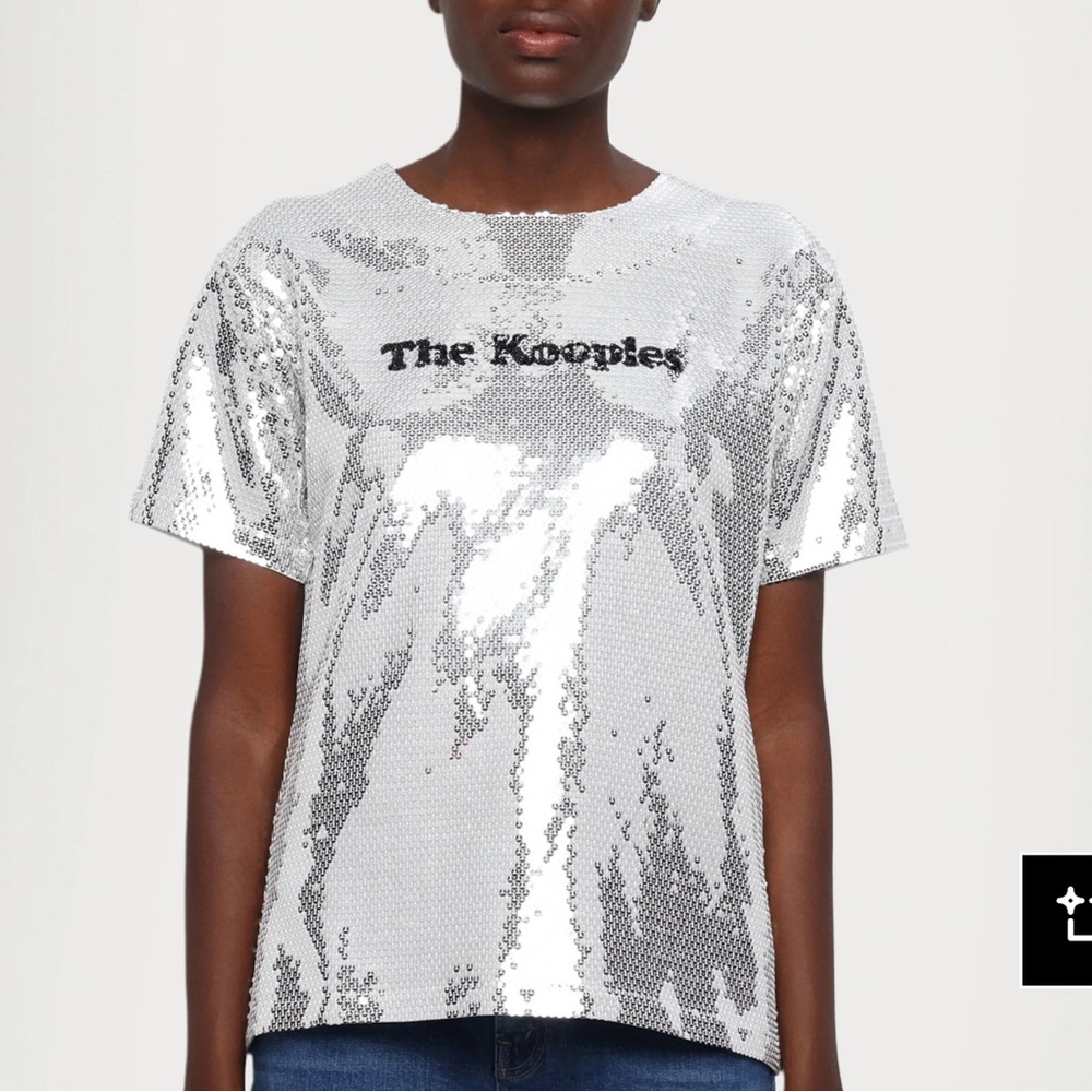 The Kooples Silver Boxy Sequin Tee